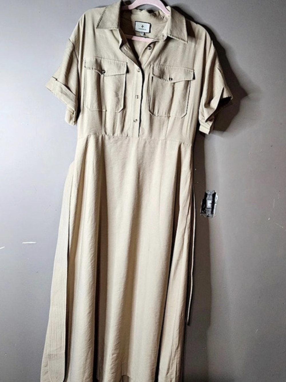 Tuckernuck Utility Safari Maxi Shirt Dress in Beige Size XL Like New Ptp 22"